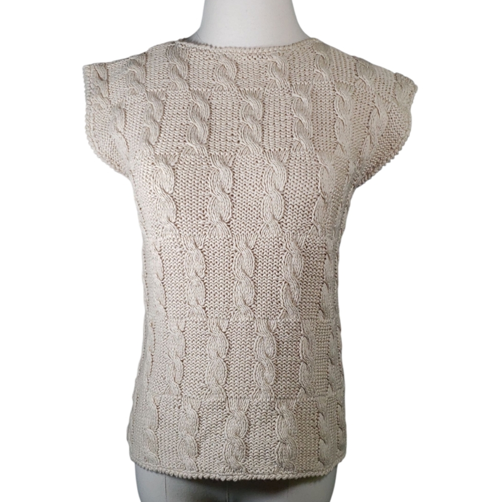 Vintage Cotton Cableknit Vest Top Coastal Preppy Academia Old Money M Runs Small